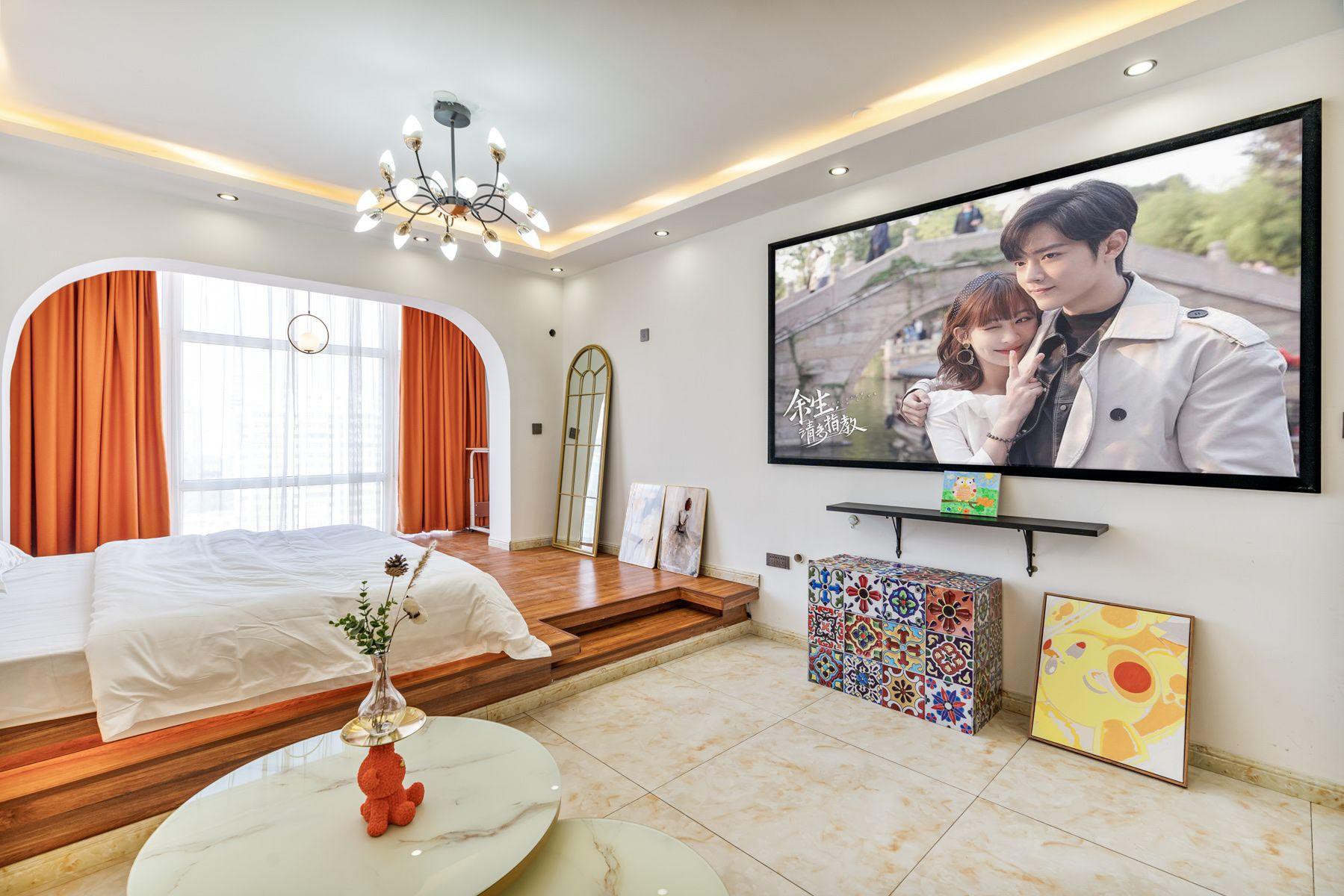 [心愿]  中央大街 猫鱼民宿 奶油风 高清投影 百寸幕布 一处慵懒之窝 5星床品 极速Wi-Fi 