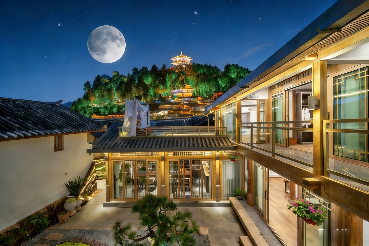 连住两晚接机或接站【初玺家庭房可住四人】 ●巨幕投影●空调浴缸●近丽江古城北门