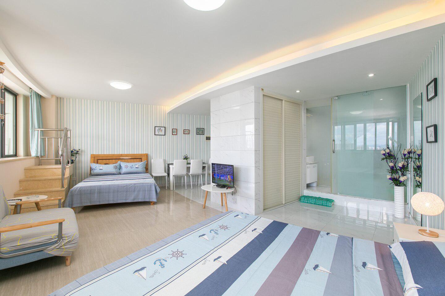 三亚湾椰梦长廊 临海 温馨山景家庭房 两张双人床 独立阳台 可做饭 月租全单八五