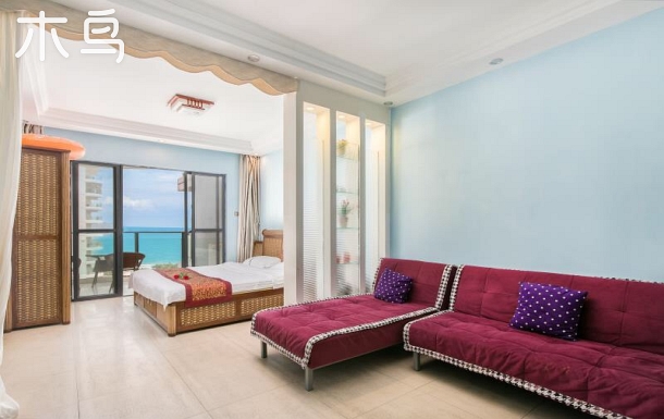 三亚湾椰梦长廊美丽新海岸海景双人大床房（赠海上一日游）小区门口就是海边