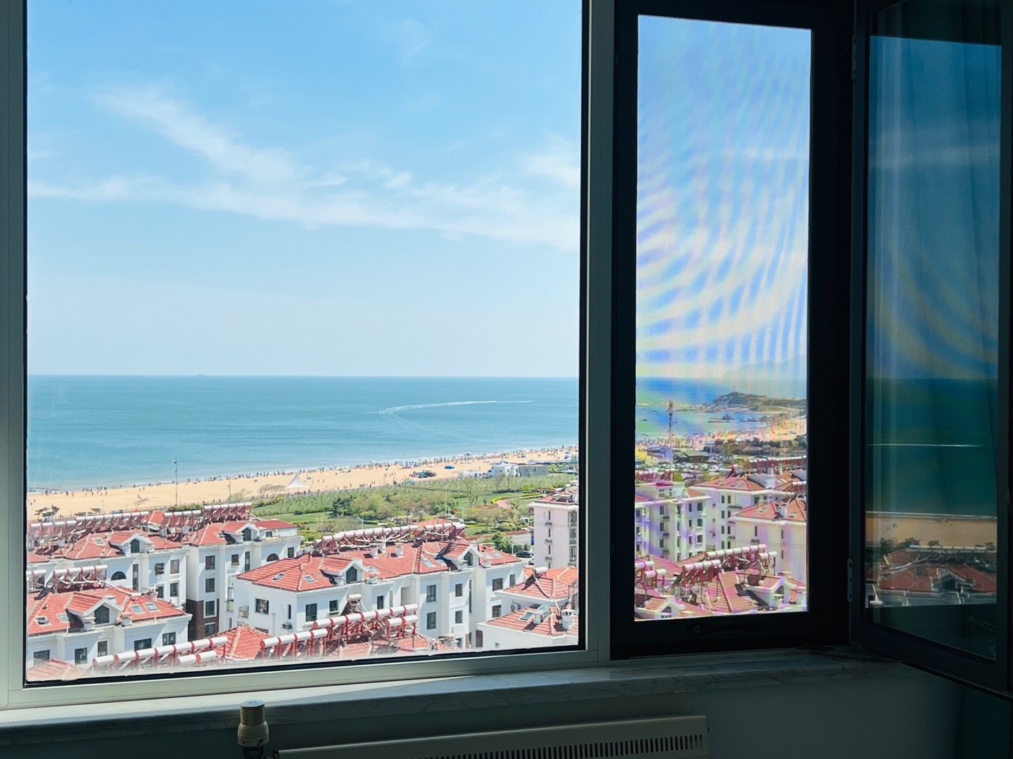 金沙滩全海景视角/步行3分钟到海边/双卧套房