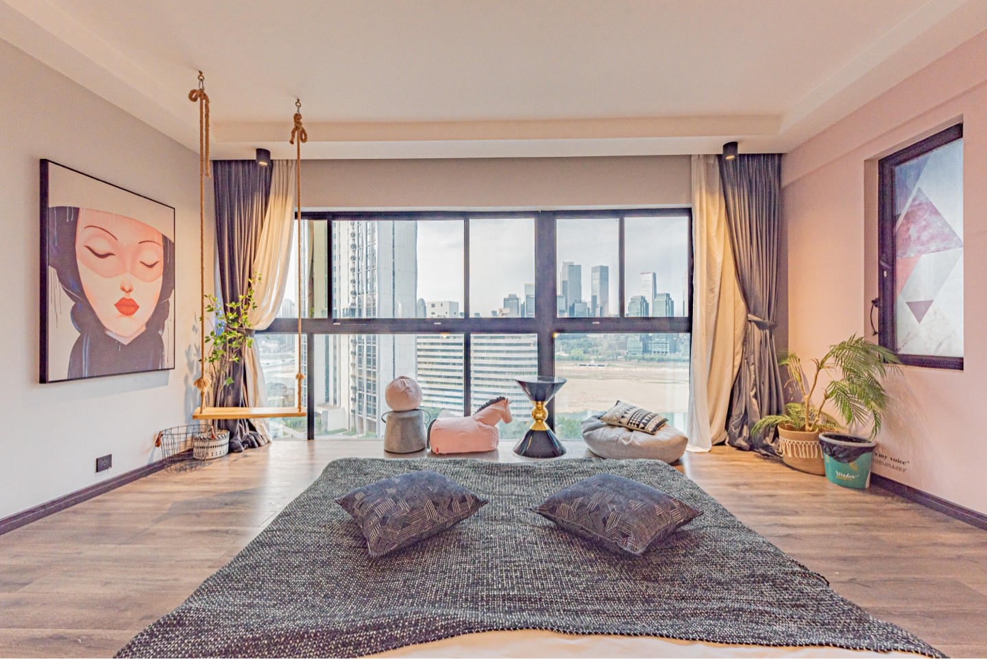 【路寓·夏至】解放碑/洪崖洞/落地窗江景投影大床房