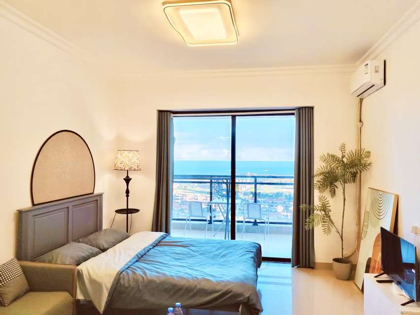 【悦海】7米观海大阳台/观海卧室/千兆网络/客厅有一张床/黄金海岸永宁古城洛伽寺