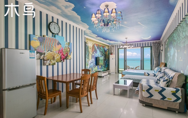 每客消毒 三亚湾椰梦长廊 3D海洋 正海景两室一厅 三张双人床 阳台可观日落